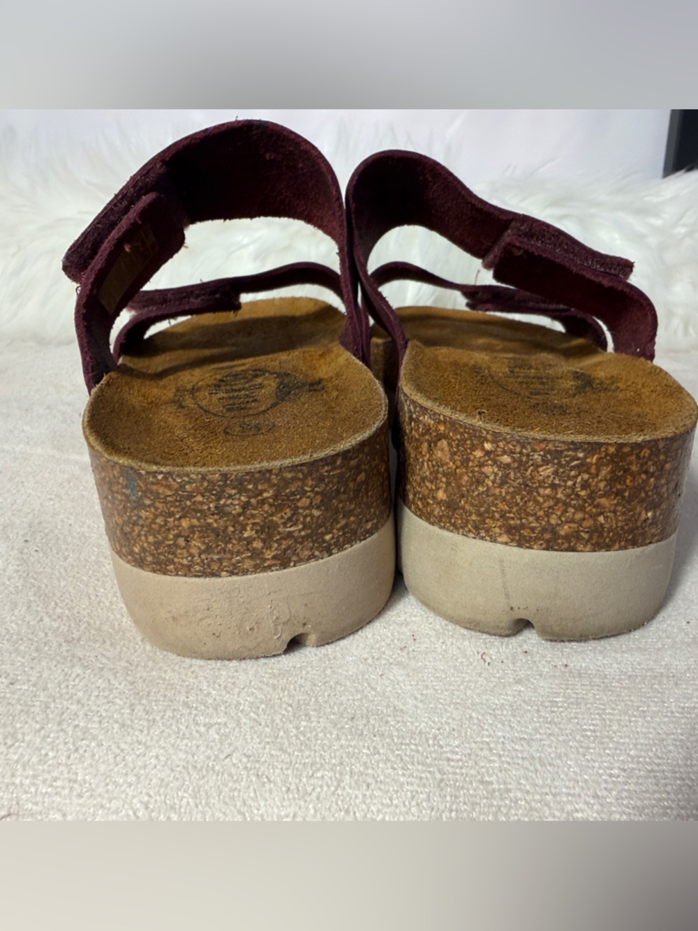 Women’s Two-Strap Adjustable Slide Sandal - Burgundy - Picture 6 of 12